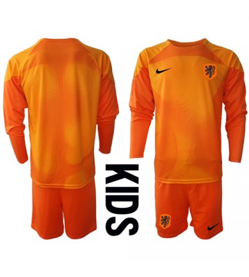 Nederland Keeper Bortedraktsett Barn VM 2022 Langermet (+ Korte bukser)